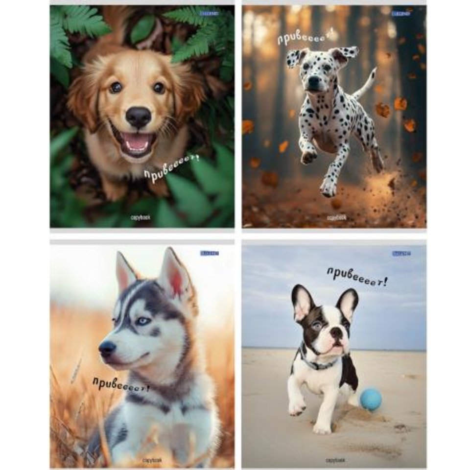 тетрадь 48л Прекрасные щенки клетка 4165