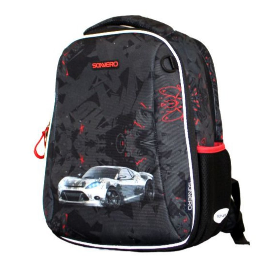 рюкзак для мальчиков формованный Sanvero Гоночная машина черный bp54003