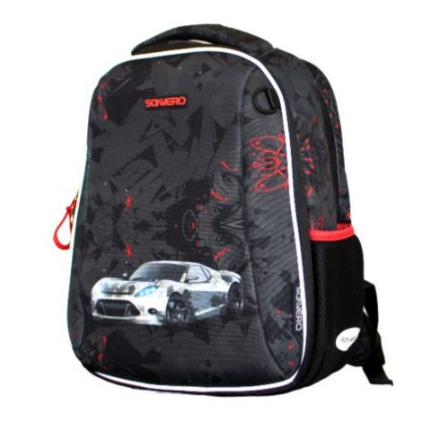 рюкзак для мальчиков формованный Sanvero Гоночная машина черный bp54003