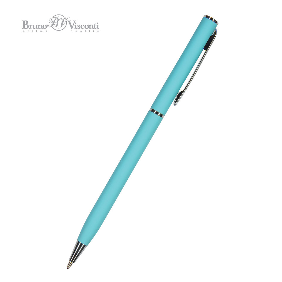 ручка шариковая металлическая «Palermo» бирюзовый/серебристый синяя автоматическая софт-тач 20-0250/09