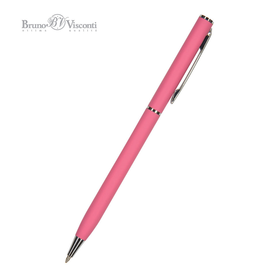 ручка шариковая металлическая «Palermo» коралловый/серебристый автоматическая синяя софт-тач 20-0250/12