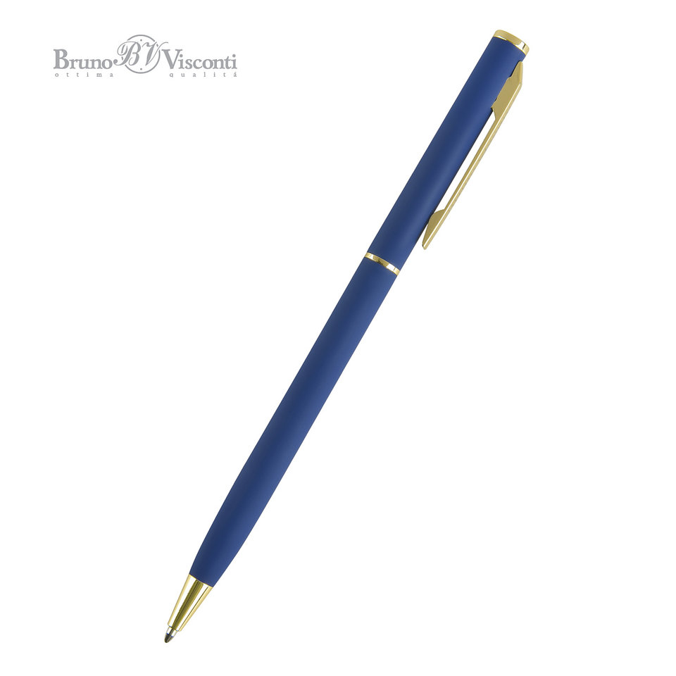 ручка шариковая металлическая «Palermo» синий/золотистый синяя автоматическая софт-тач 20-0250/24