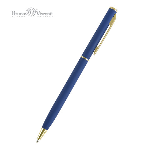 ручка шариковая металлическая «Palermo» синий/золотистый синяя автоматическая софт-тач 20-0250/24