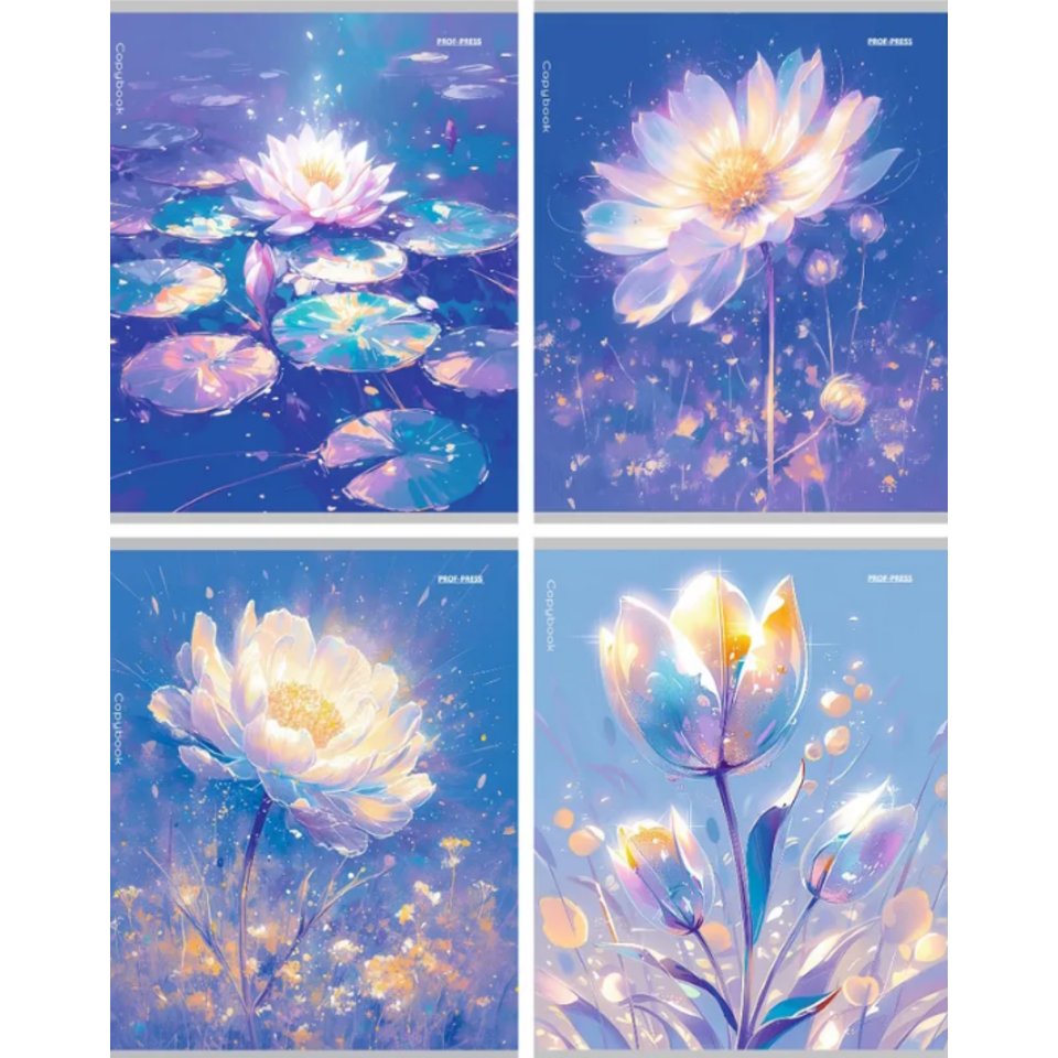 тетрадь 96 листов цветы под луной клетка 1024