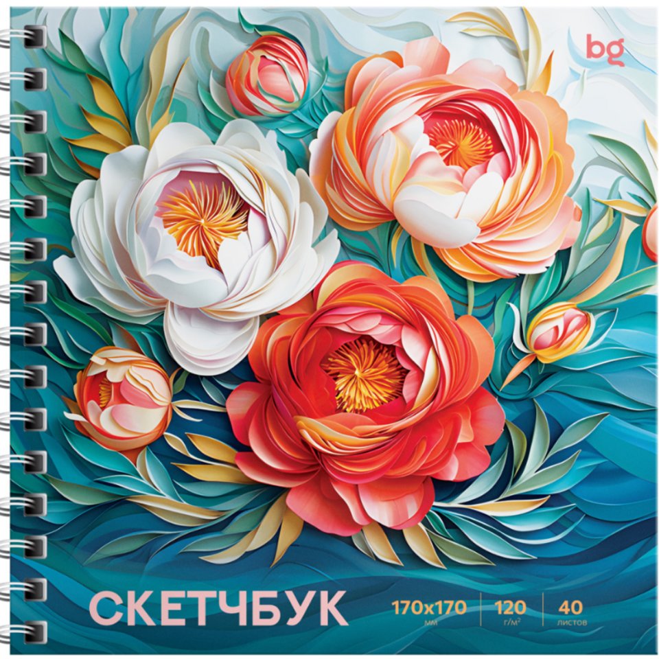 скетчбук А5 40л Пионы 170х170см 120г/м 64598 376697