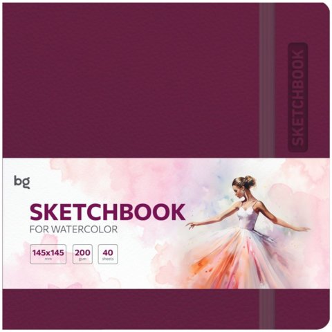 скетчбук А6 40л Berri 200г/м квадратный бордовый 61700 371224