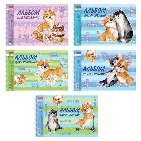 альбом для рисования 24л Из жизни корги спираль 067335
