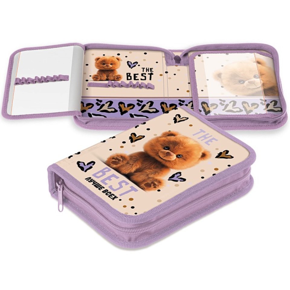 пенал пушистый мишка с 2 планками 74295 089934 хатбер