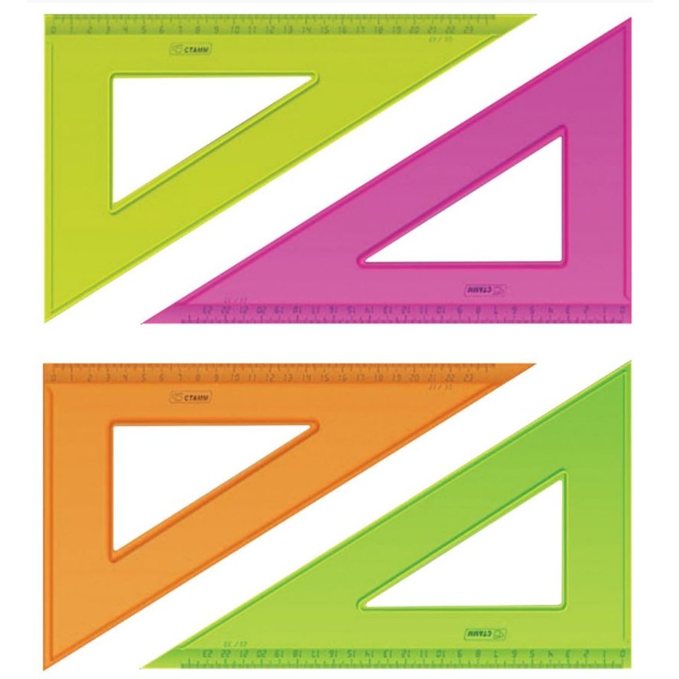 угольник 23см 30гр прозрачный цветной неон тк54 028402