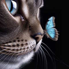 картина по номерам Кот и бабочка 40х40см х-5626