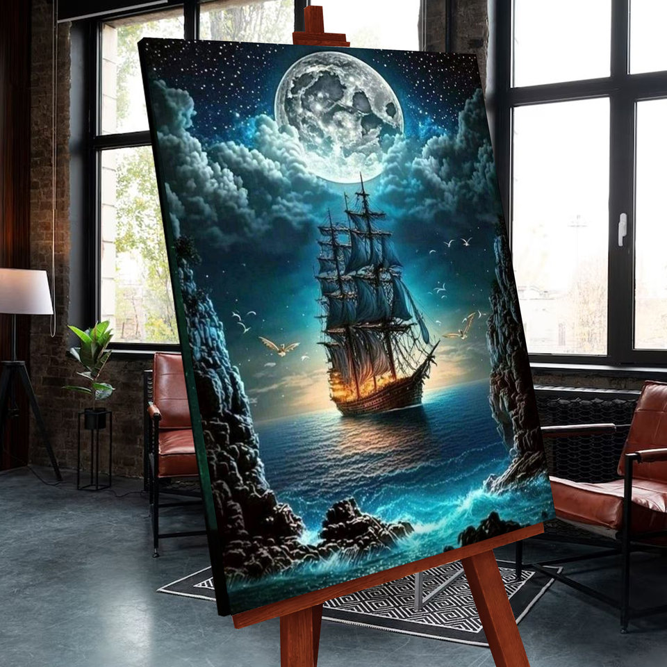 картина по номерам Корабль светящаяся краска 40х50см fhr0576