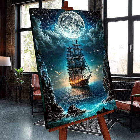 картина по номерам Корабль светящаяся краска 40х50см fhr0576