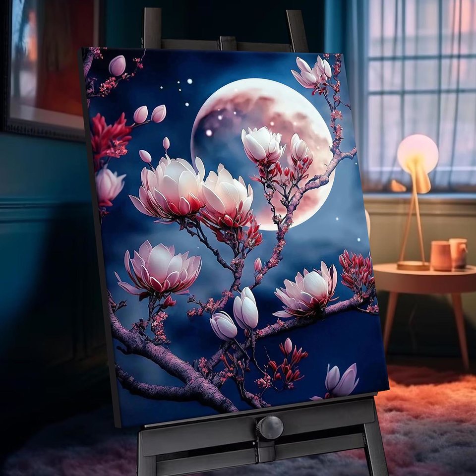 картина по номерам Магнолия кристаллы 40х50см shr0535