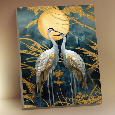 картина по номерам Журавли поталь 40х50см hr0733