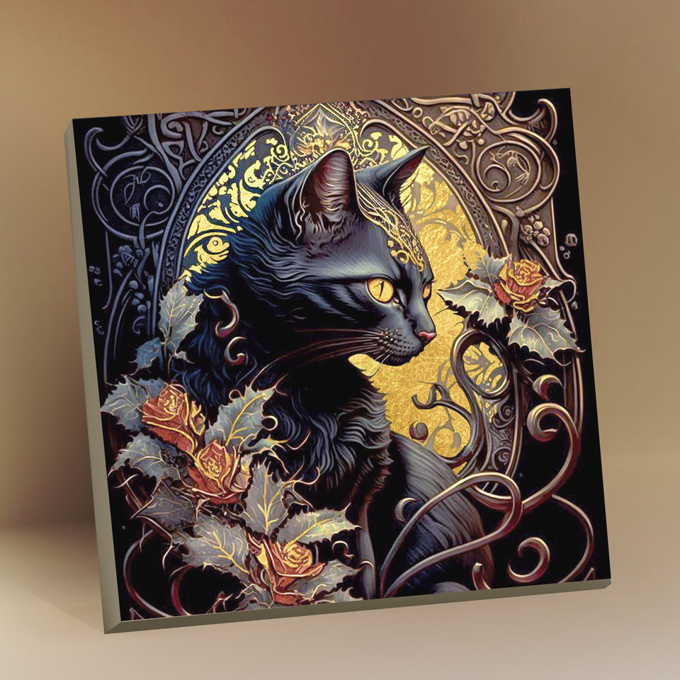 картина по номерам кошка поталь 30х30см kh1212p