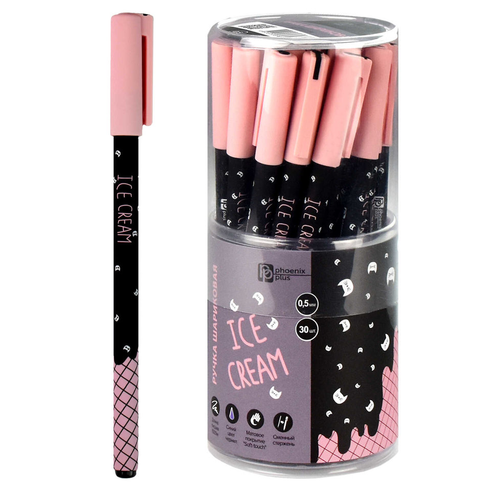 ручка шариковая phoenix plus мороженое/три кота touch син 67396
