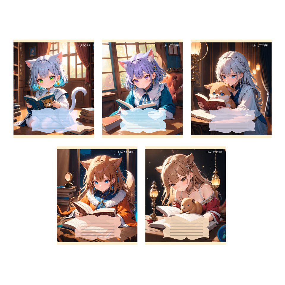 тетрадь 24 листа цветная милашки и книжки линия тл249266