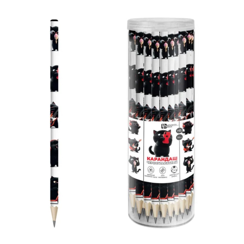 карандаш простой Черный кот трехгранный 70173