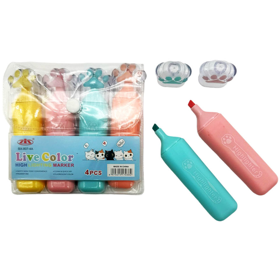 набор маркеров 4 цвета скошенный наконечник pastel Кошачьи лапки 5725498