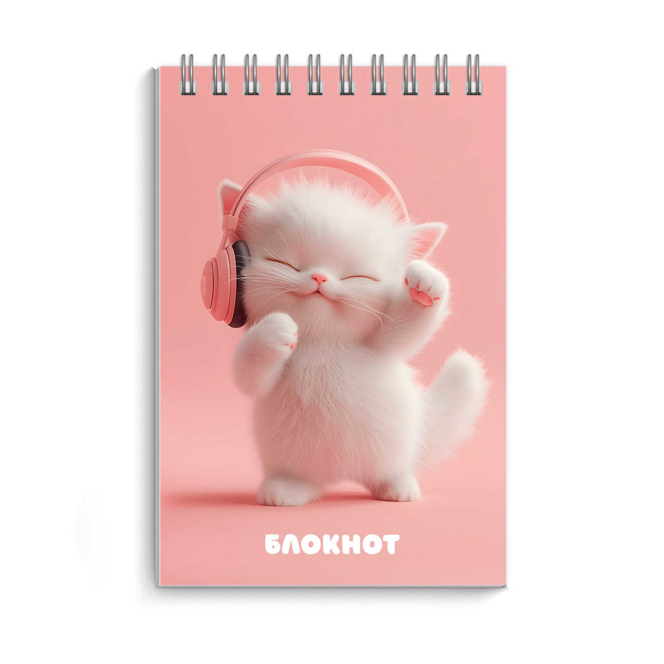 блокнот А7 40л Котенок меломан гребень 70964