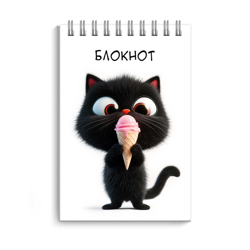 блокнот А7 40 листов Котенок с мороженым на гребне 70967