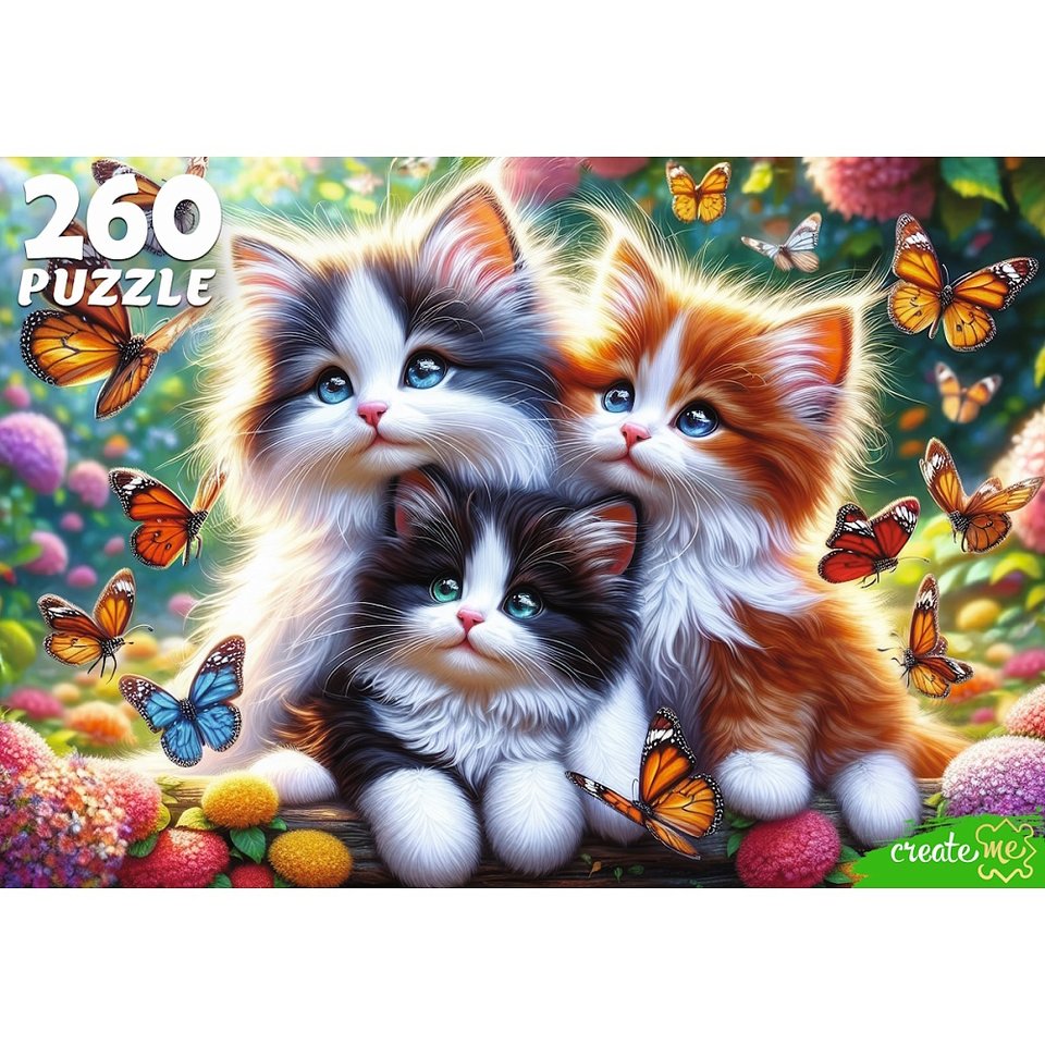 пазлы 260 Котята и бабочки 4549