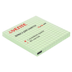 бумага с липким слоем 76х76 80л зеленая в клетку devente 2010386
