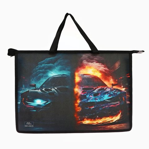 папка с ручками Тачка-огонь пластик 10128146