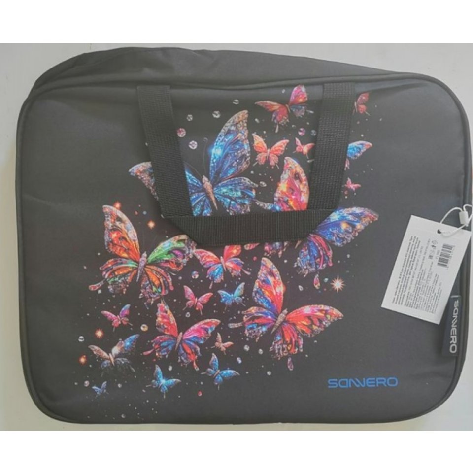 папка для тетрадей А4 с ручками цветные бабочки текстиль fl1005 sanvero