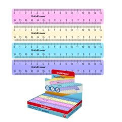 линейка 15см пластик "Pastel" , непрозрачная, двухсторонняя шкала, ассорти