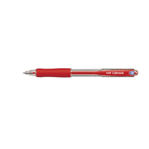 ручка шариковая UNI Mitsubishi автоматическая Laknock красная, резиновая вставка