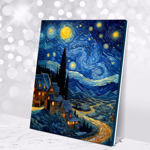 картина по номерам Звездная ночь светящаяся краска 40х50см mf0005