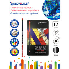 цветные карандаши 12 цветов Blackwood металлическая упаковка acmeliae 43567 цветные карандаши 12 цветов Blackwood металлическая упаковка acmeliae 43567