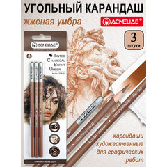 уголь для рисования 3 штуки ретушь жженая умбра acmeliae tcp-01 уголь для рисования 3 штуки ретушь жженая умбра acmeliae tcp-01