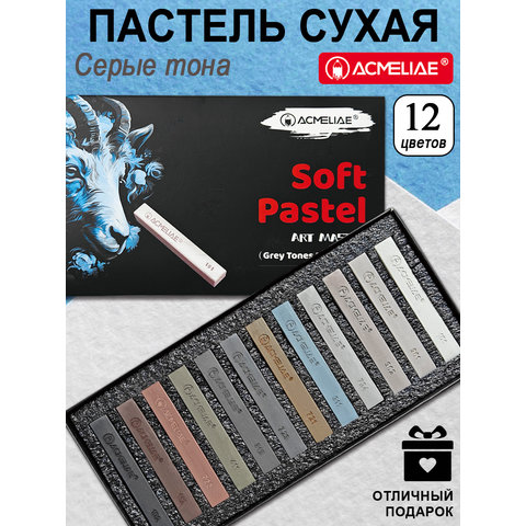 пастель художественная 12 цветов серые тона acmeliea spg-12