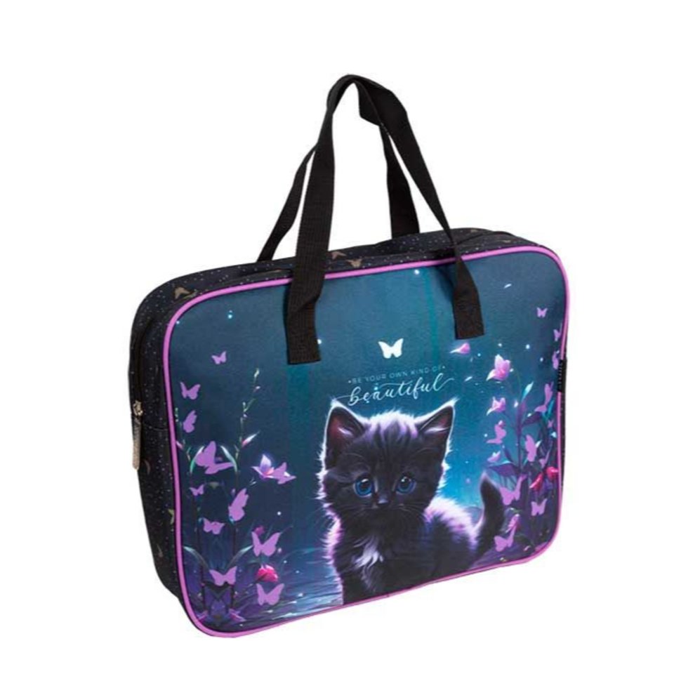 папка для тетрадей А4 с ручками Beautiful cat текстиль 8056501 dv