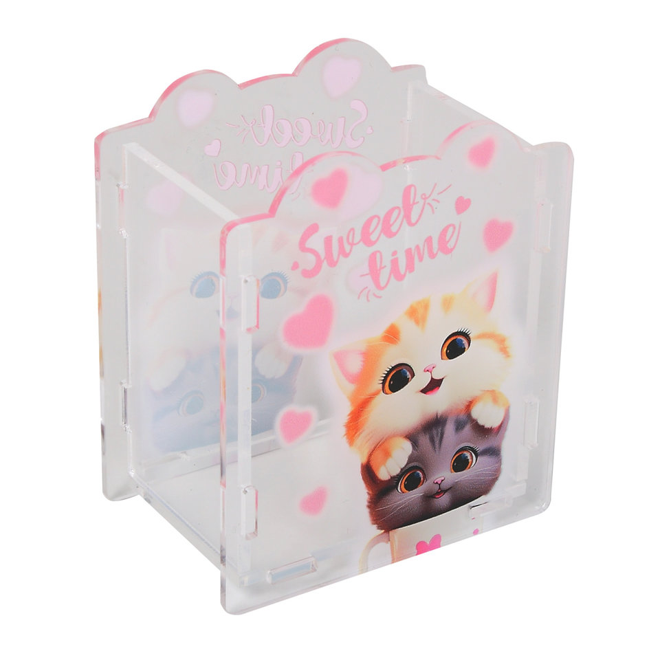 стакан для ручек пластиковая cute cats 251890 кокос