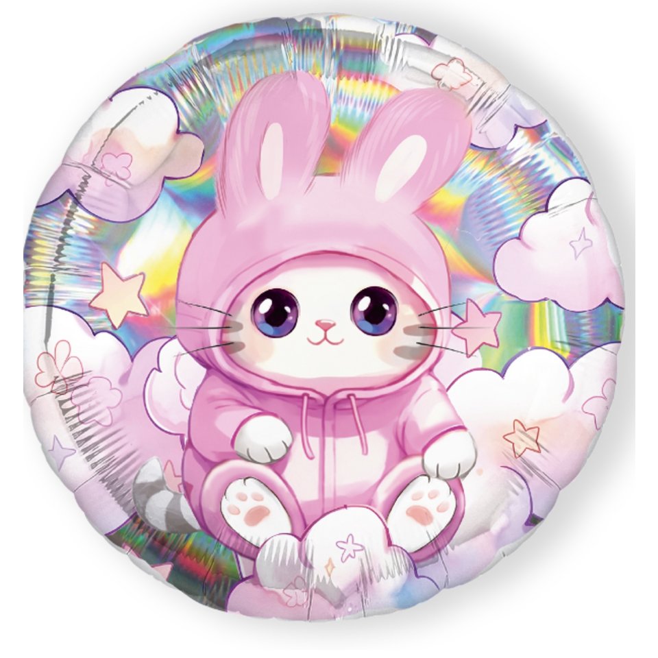 шар фольгированный Котик круг 45см 10697288