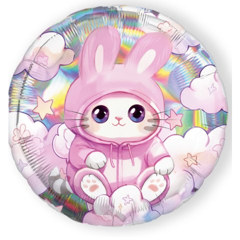 шар фольгированный Котик круг 45см 10697288