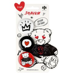 значок Розовый микс 3шт. 71101