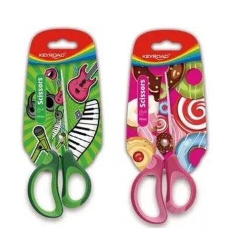 ножницы 15.5см детские цветные лезвия Пончики Музыка kr971675