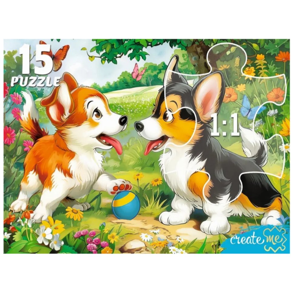 пазлы 15 макси Щенки на полянке 0207