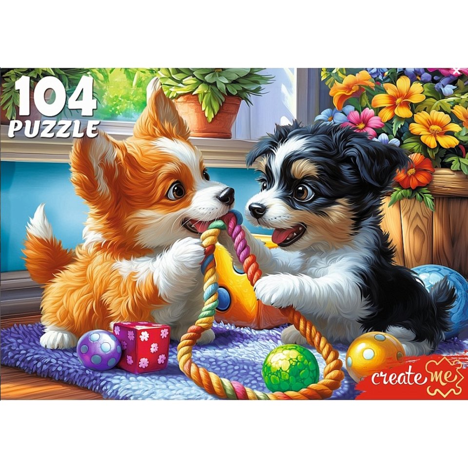 пазлы 104 Два веселых щенка 0202