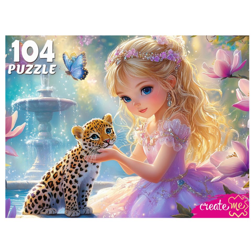 пазлы 104 Принцесса с маленьким леопардом 6617