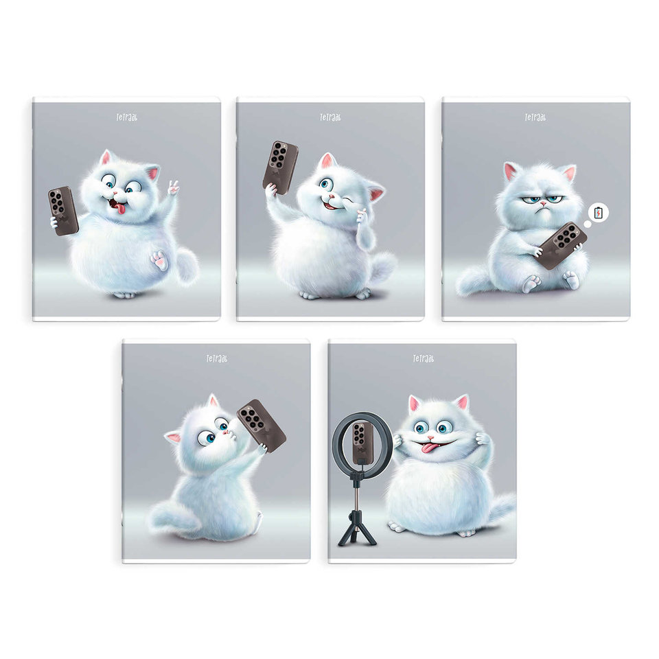 тетрадь 48л Кот с телефоном клетка 68577