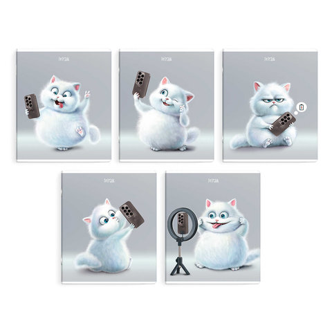 тетрадь 48л Кот с телефоном клетка 68577