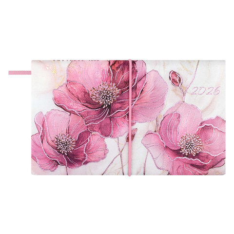 еженедельник А7 датированный Розовые маки резинка 10389 2026г
