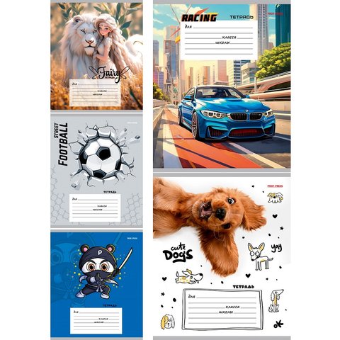 тетрадь 12 листов микс крупная клетка 5801