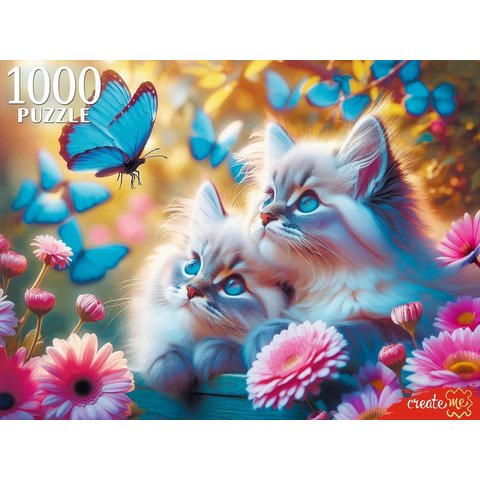 пазлы 1000 Котята и бабочки 8280