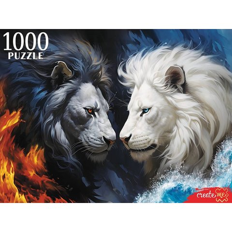 пазлы 1000 Черный и белый лев 3062